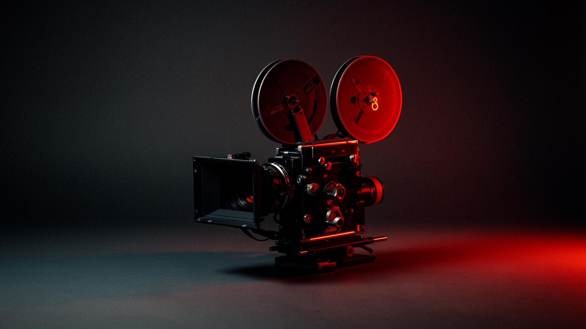 Cinema camera on a charcoal seamless set